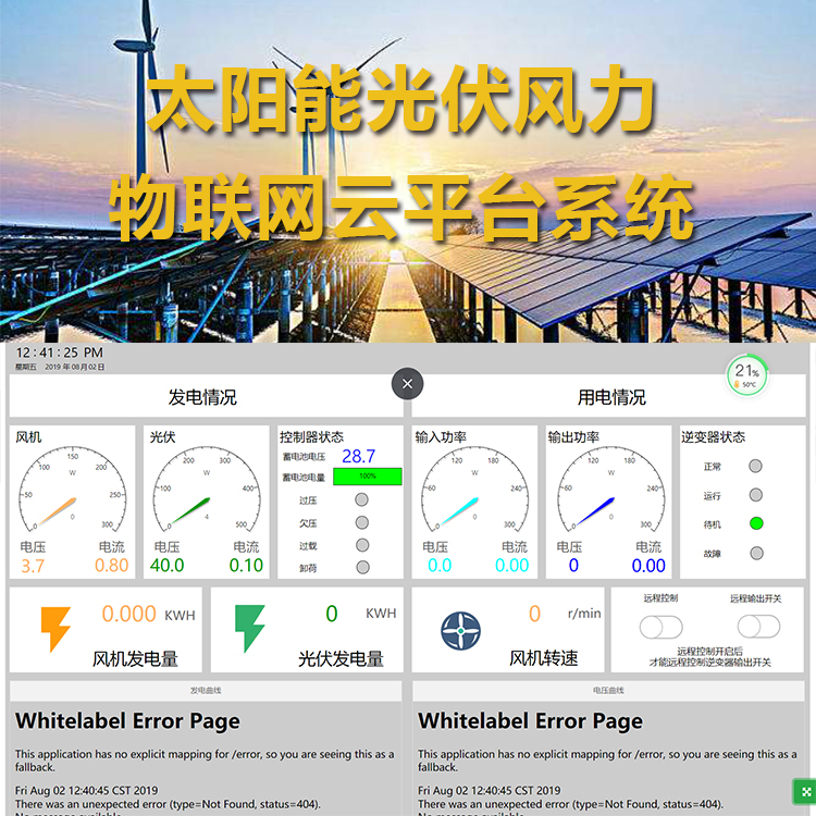 太阳能光伏风力发电站联网云平台系统方案WiFi/4G工业物联网模块PLC