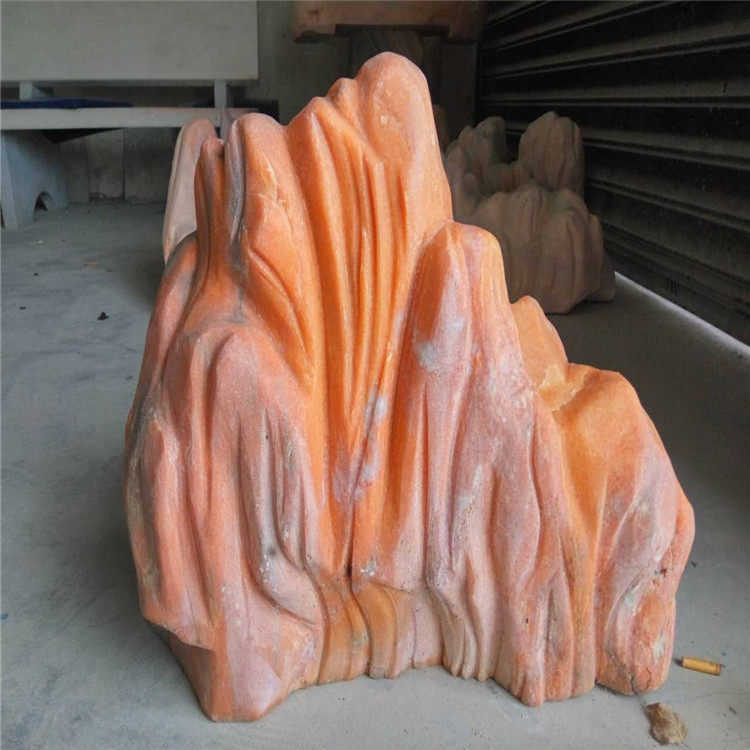 雕刻工艺品工厂 晚霞红风景石雕刻石