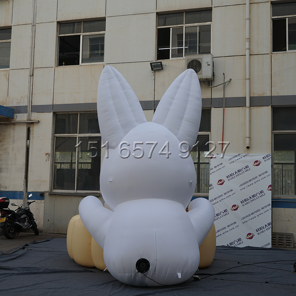 中秋发光玉兔月饼组合气模 卡通吉祥物兔子模型 商场中秋宣传道具