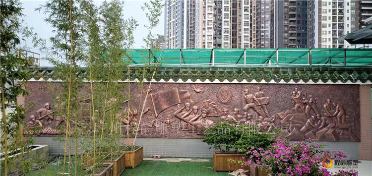 广州雕塑厂家 来图定做 玻璃钢仿铜消防人物浮雕雕塑 墙景装饰挂件