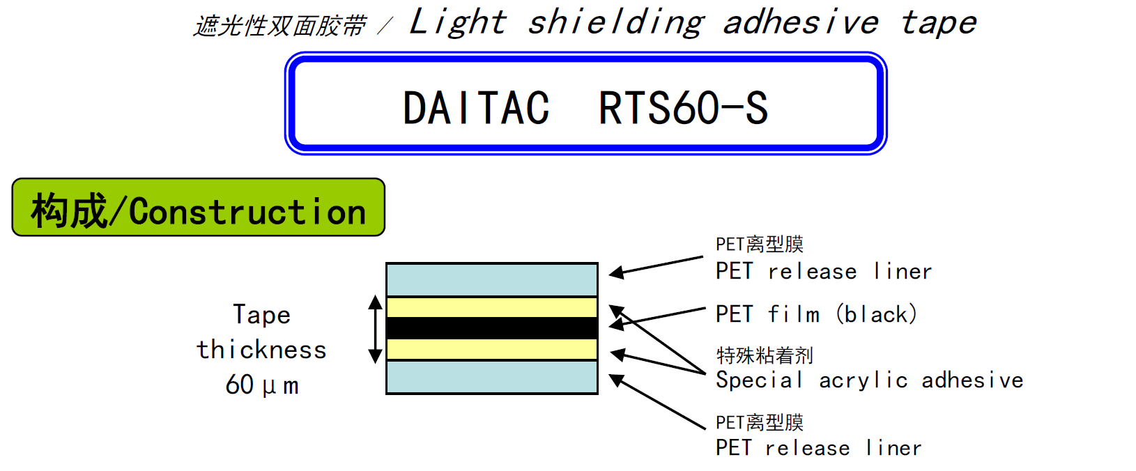 RTS60-S薄膜基材双面胶带