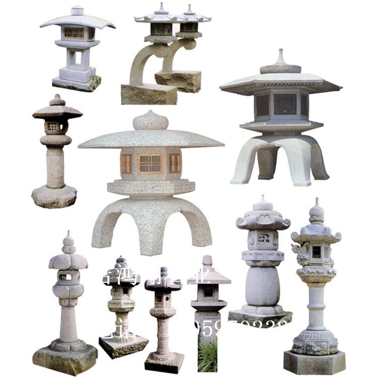 花岗岩石灯笼 中式日式石雕灯笼可定制 太阳能石灯图片