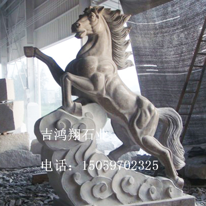 石雕马加工定制十二生肖马雕像 公园景观马 奔腾马动物雕塑
