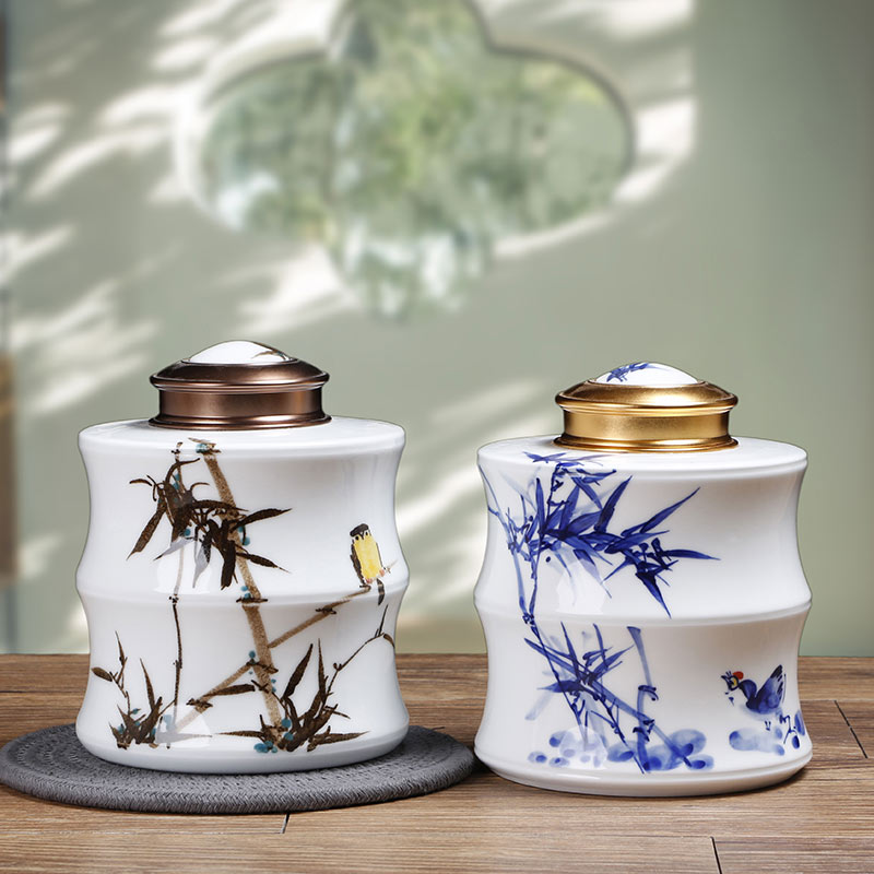 陶瓷茶叶罐定做厂家 定制定做高档手绘陶瓷茶叶罐