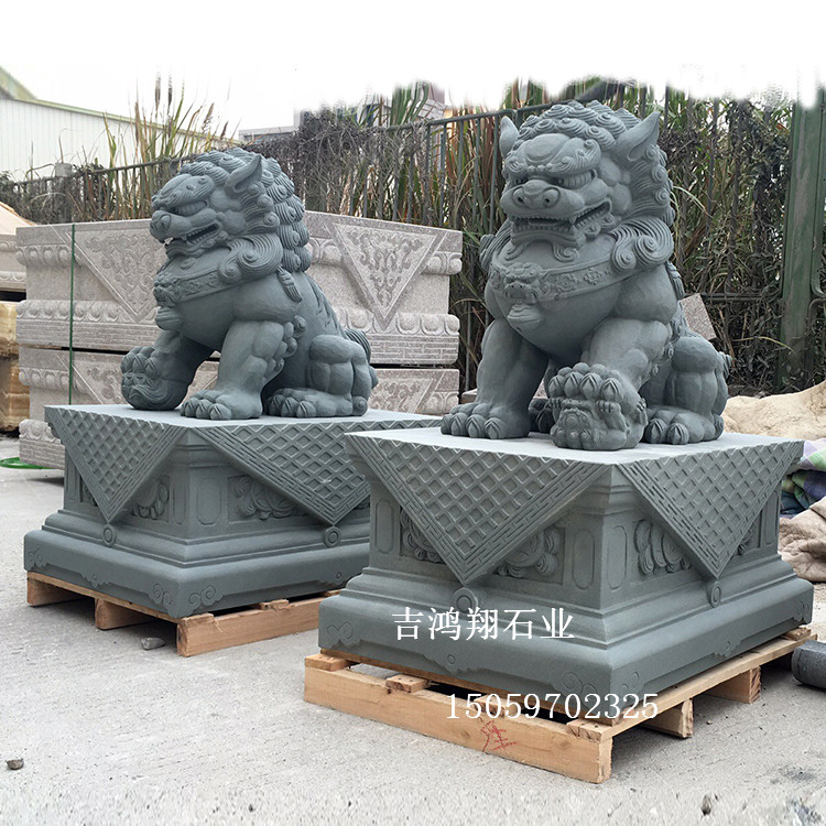 惠安石雕北京狮 青石石狮子雕刻 花岗岩石雕狮子摆件
