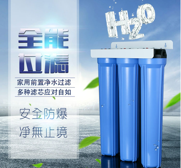 商用大流量20寸净水器蓝色滤瓶双级三级前置过滤器净水机厂家批发