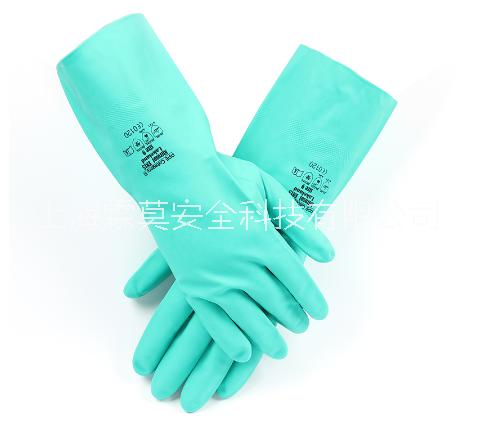 舒适性丁腈防化手套弱酸弱碱防化手套绿色丁腈手套图片