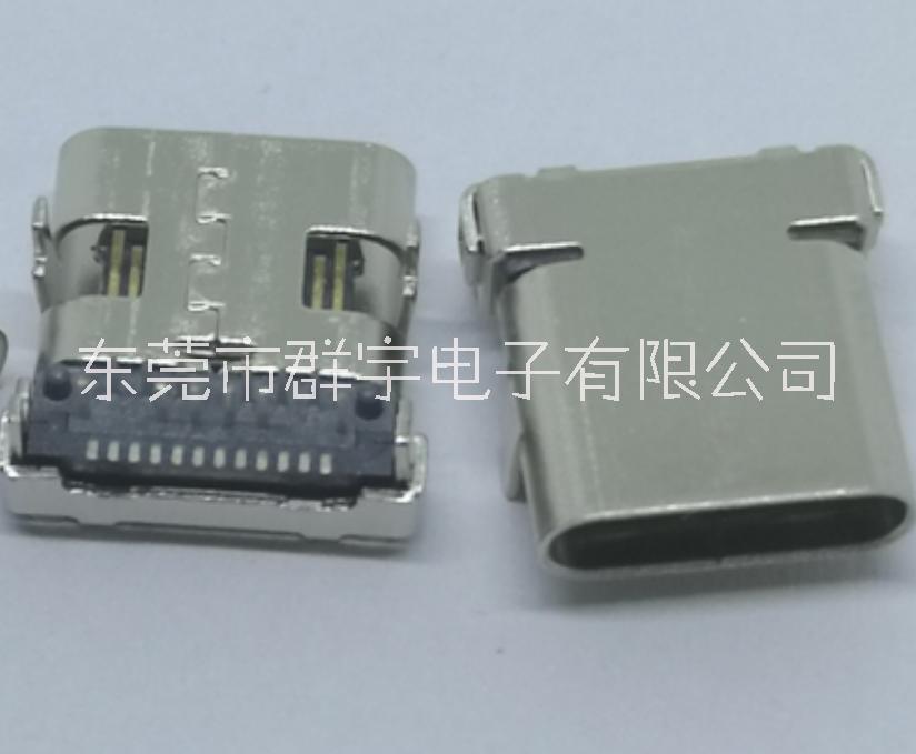 供应 USB连接器 Type-c母座24P板上型 单外壳DIP+SMT短体10.0电源 厂家直销
