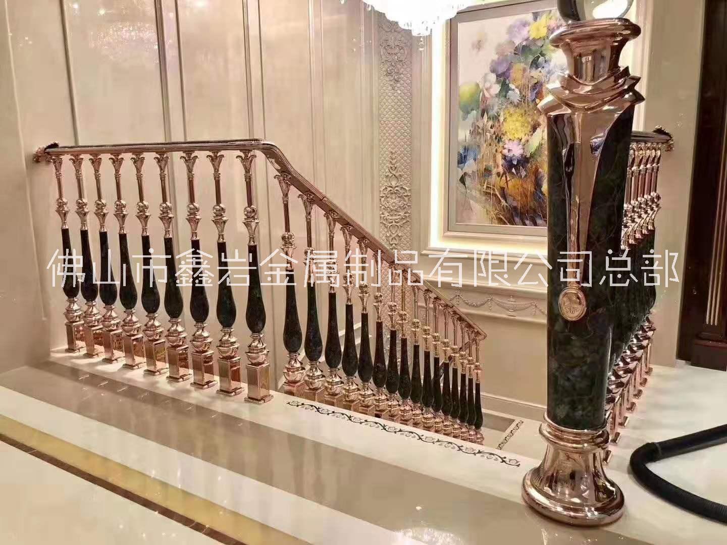 福清市会所大堂铝艺楼梯扶手安装效果图片