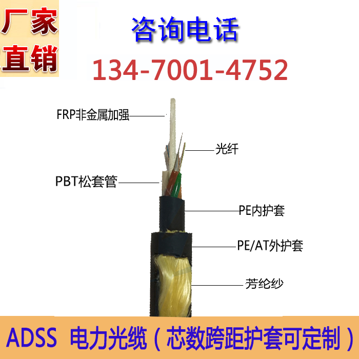 电力ADSS光缆 厂家国标导引ADSS光缆24芯单模 ADSS-24B1-400M-PE