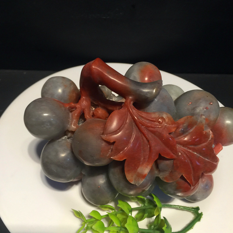 石奇石雕刻寿山石水果仿满汉全席摆件【葡萄】多子多福性价比高图片