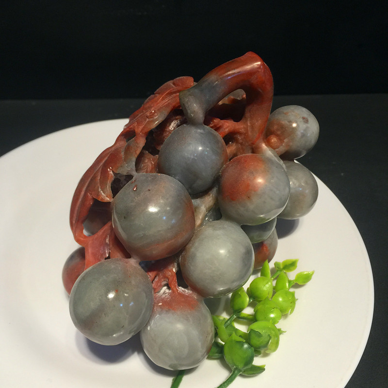 石奇石雕刻寿山石水果仿满汉全席摆件【葡萄】多子多福性价比高