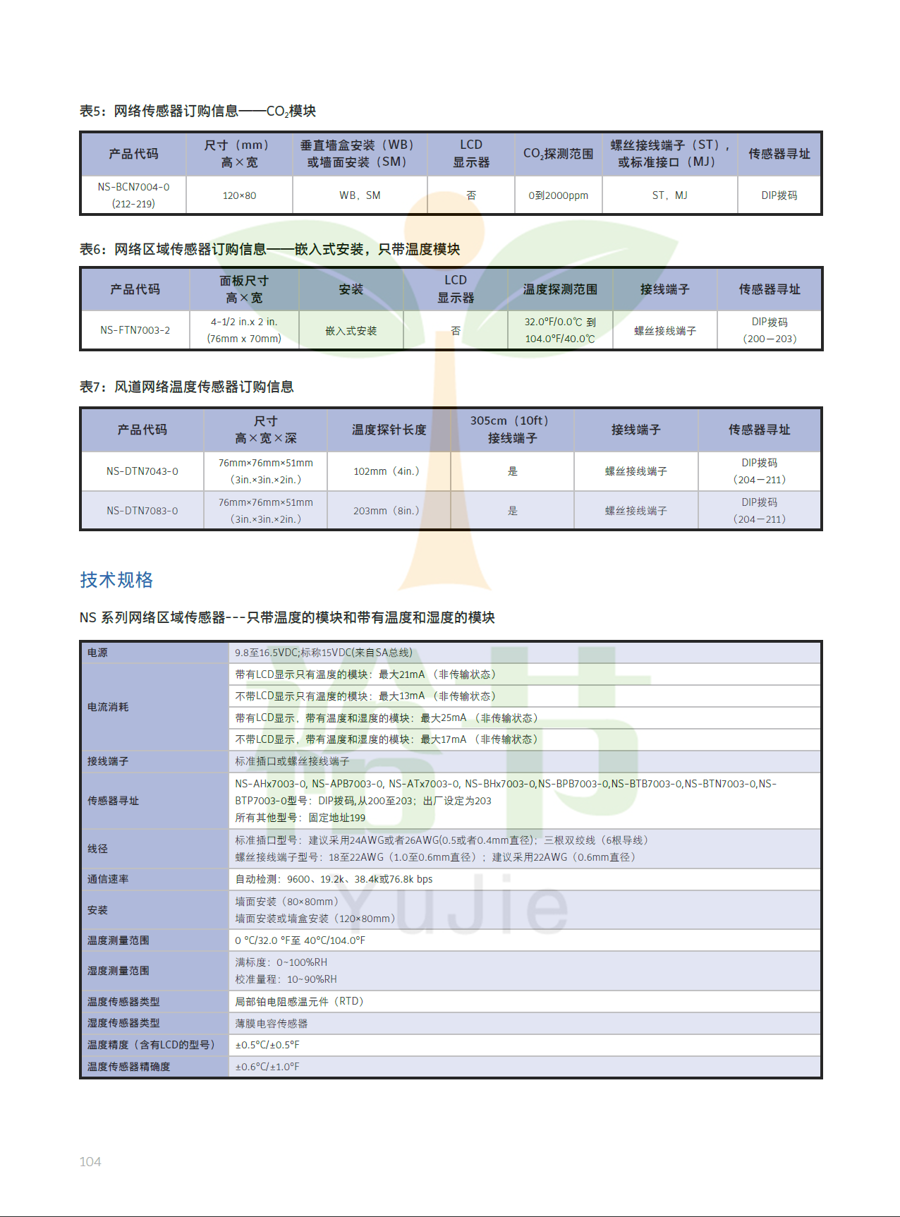 江森NS-ATA7001-0网络温控面板 HVAC中央空调温控器NS-ATA7001-0A