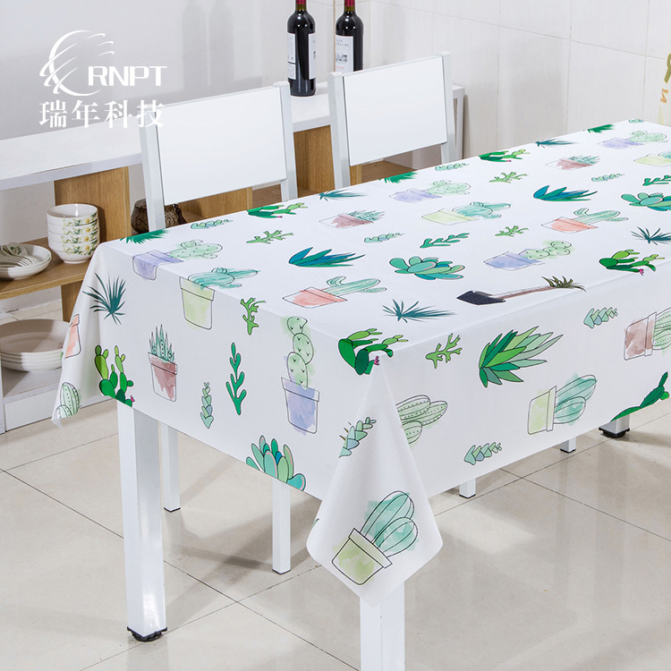 RNPT瑞年 厂家直销水彩台布北欧餐桌布方形茶几布 防水防油PVC桌布