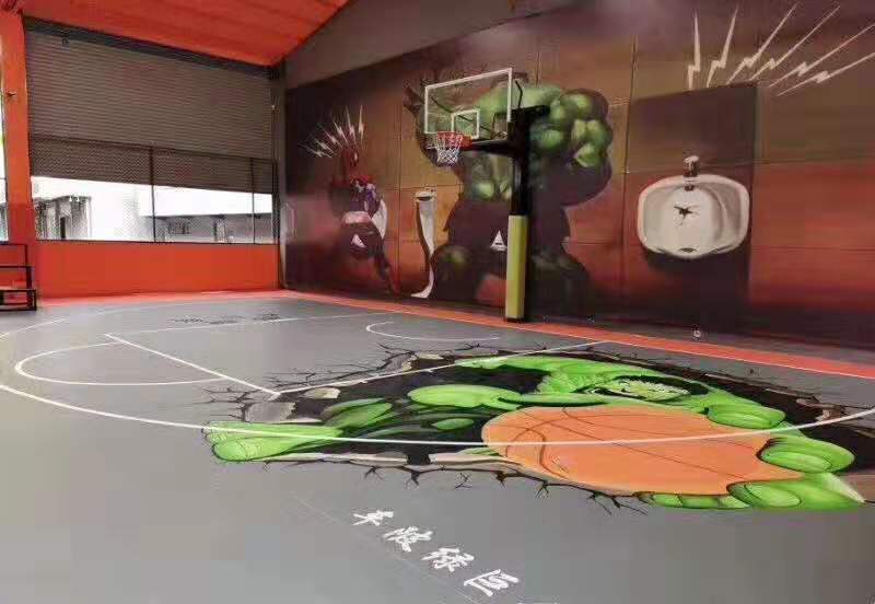 室外运动专用地板-球场PVC塑胶地板-梅江地板装饰工程