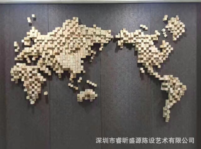 专业定制木质世界地图壁饰艺术品