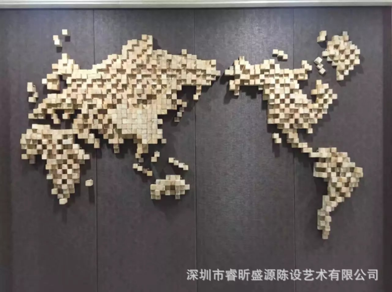 专业定制木质世界地图壁饰艺术品