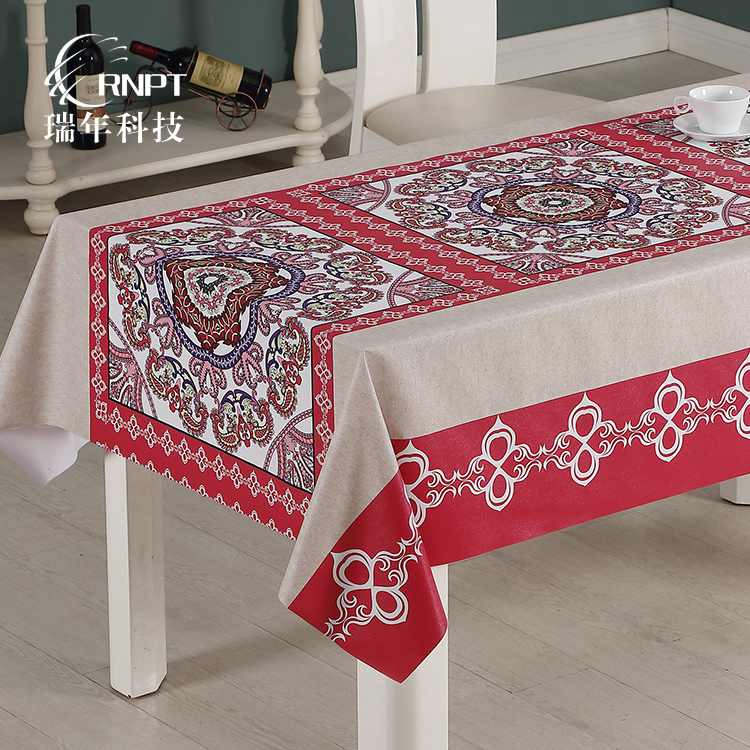 RNHS瑞年 厂家直销民族风桌布印花餐桌布长方形茶几布PVC防水台布