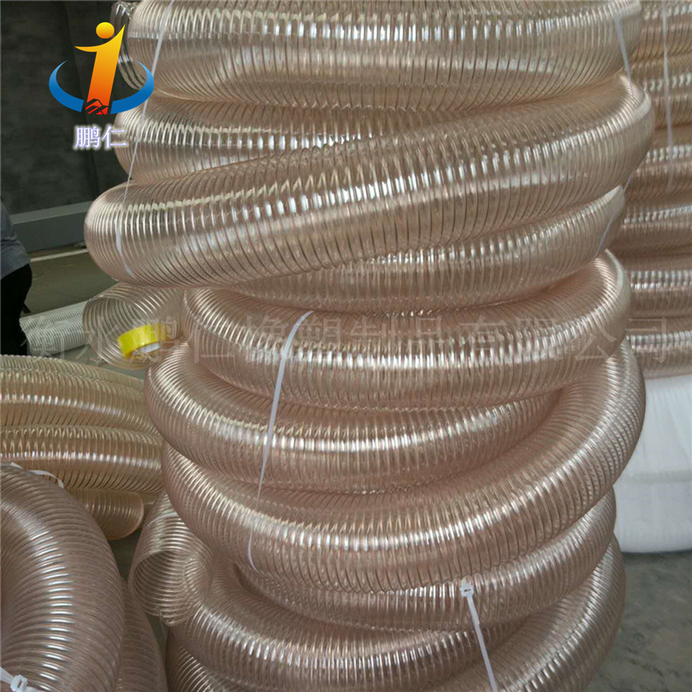 150mm TPU钢丝工业吸尘软管厂家，用于通风和排气 pu钢丝高伸缩软管