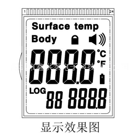 红外测温仪显示屏HTP68460英文版额温枪液晶屏LCD体温计显示屏