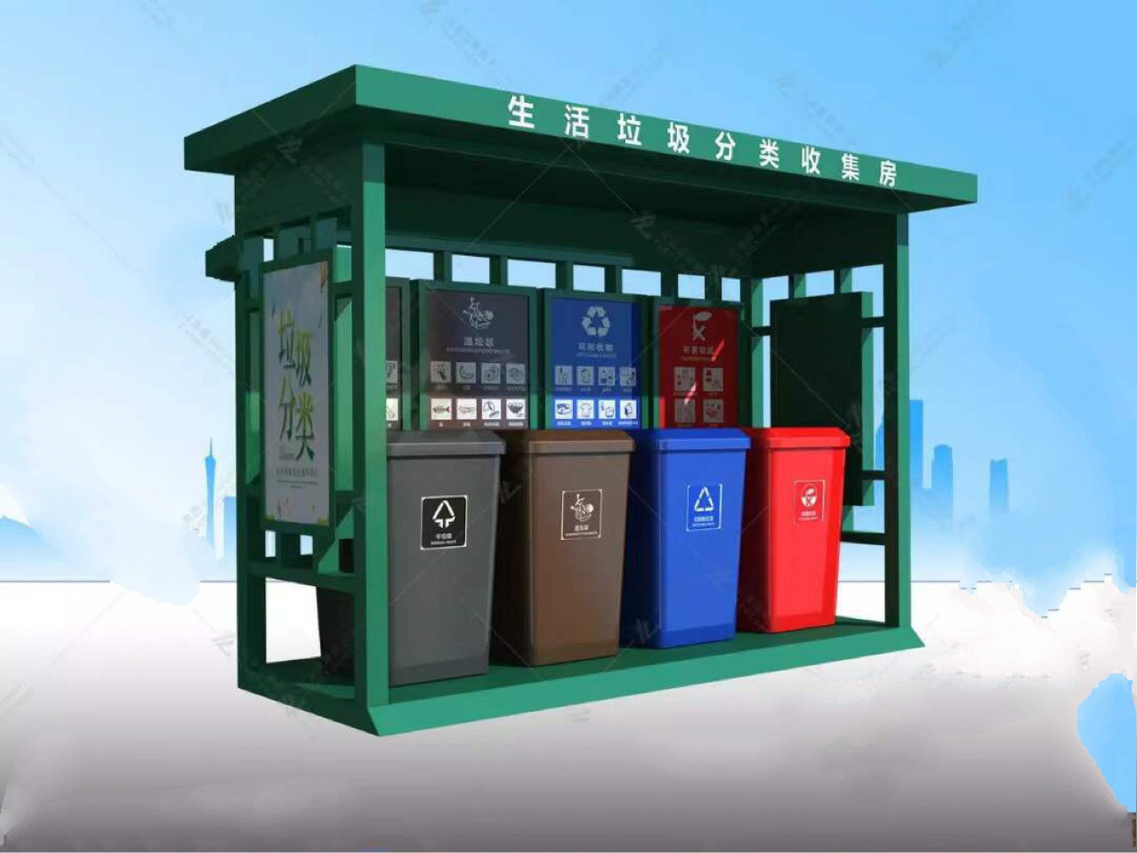 南京分类垃圾房生产厂家直销各种材质智能环保移动垃圾亭定制加工【上海智朗建筑工程有限公司】