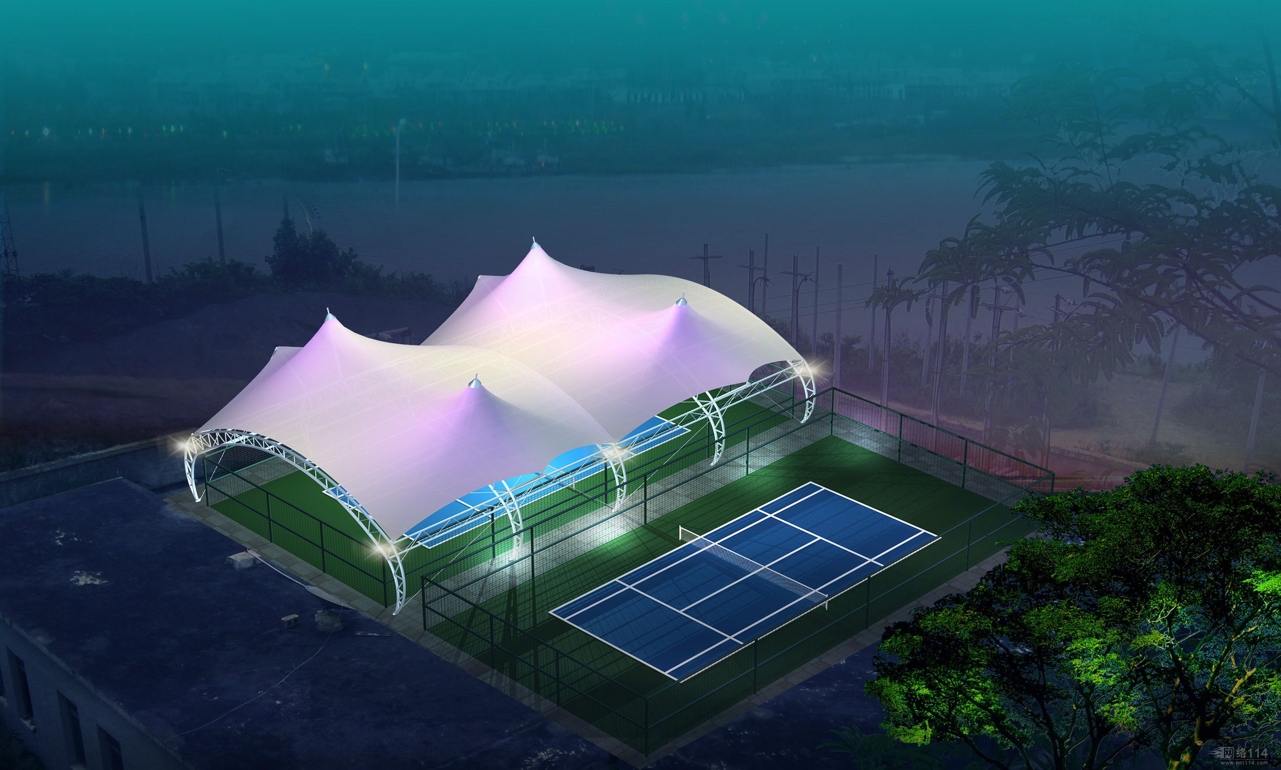 景天膜结构网球场罩棚