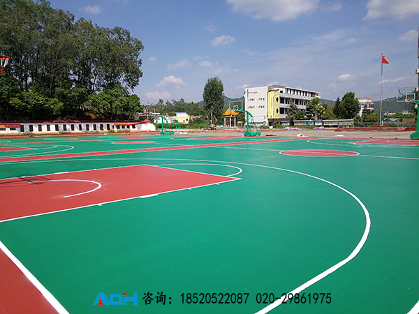广州新国标硅PU塑胶篮球场施工建