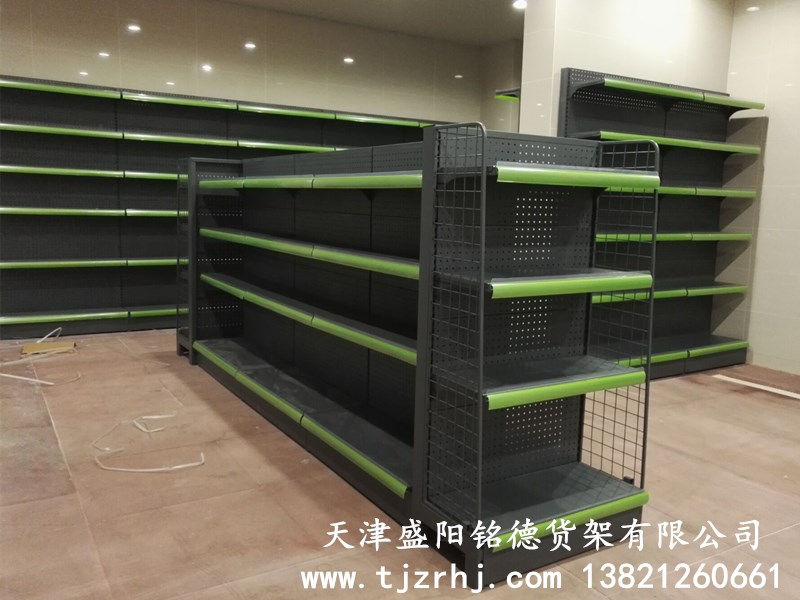便利店货架钢木结合商超连锁超市货架天津货架
