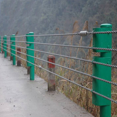 山路景区柔性钢丝绳索道护栏 缆索护栏公路绳索护栏