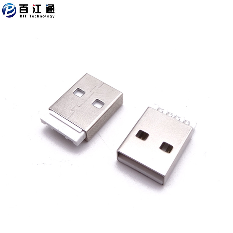 USB2.0连接器  USB2.0AM  焊线式USB2.0短体公头  板上立插式usb2.0公头图片