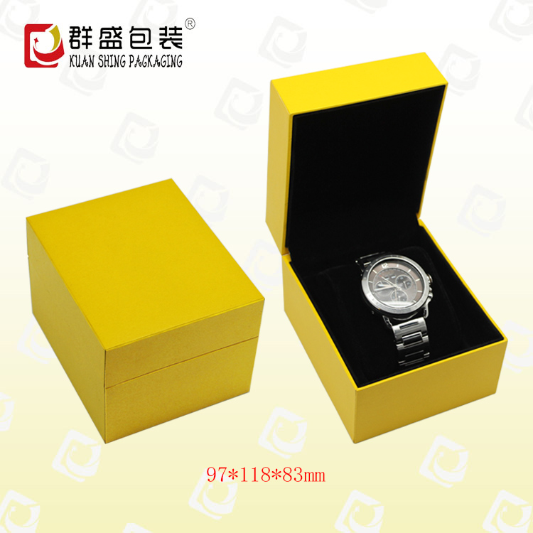 珠三角轻工业工厂订制 机械手表精工手表盒  棕色手表盒  金黄色醒目包装礼盒 个性款式 金黄色醒目包装礼盒