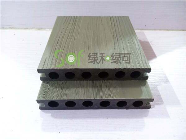 供应上海14025栈道塑木地板/二代高耐候圆孔共挤地板
