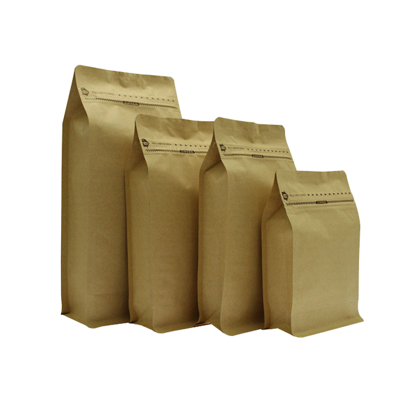 咖啡豆排气阀牛皮纸袋茶叶袋八边封咖啡袋侧拉链铝箔食品包装袋 咖啡袋茶叶牛皮纸袋图片