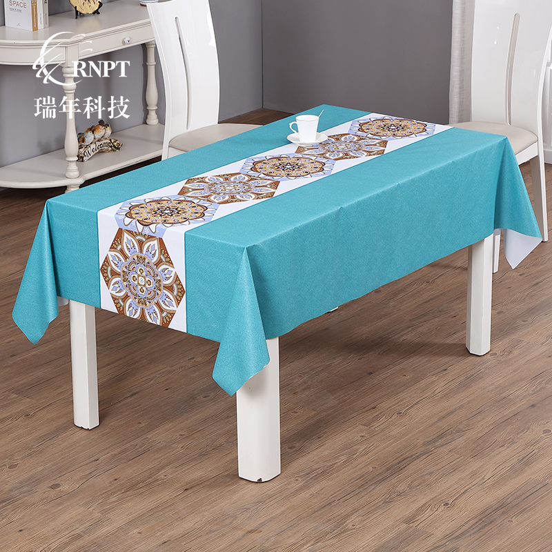 RNPT瑞年 厂家供应新品民族风台布长方形餐桌布客厅茶几布 防水免洗PVC桌布