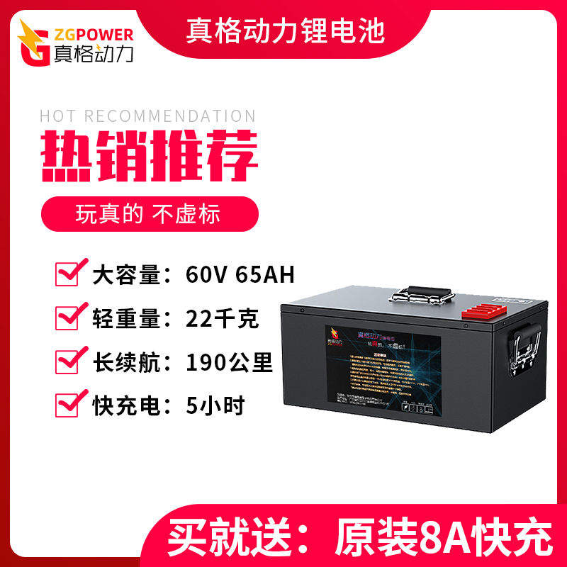 60V65A电动车锂电池 真格动力 190公里续航 全国包邮 两年保修 送8A快充图片