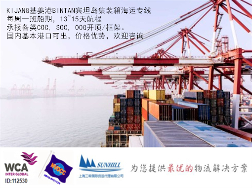 上海出口KIJANG基姜港海运费 印尼BINTAN宾坦岛整箱散杂运输服务