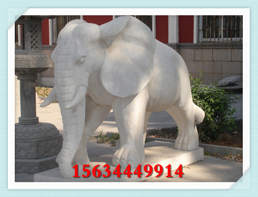 大门摆放1.5米石雕白象加工 60cm小型石头象制作 家庭1米白石大象价位