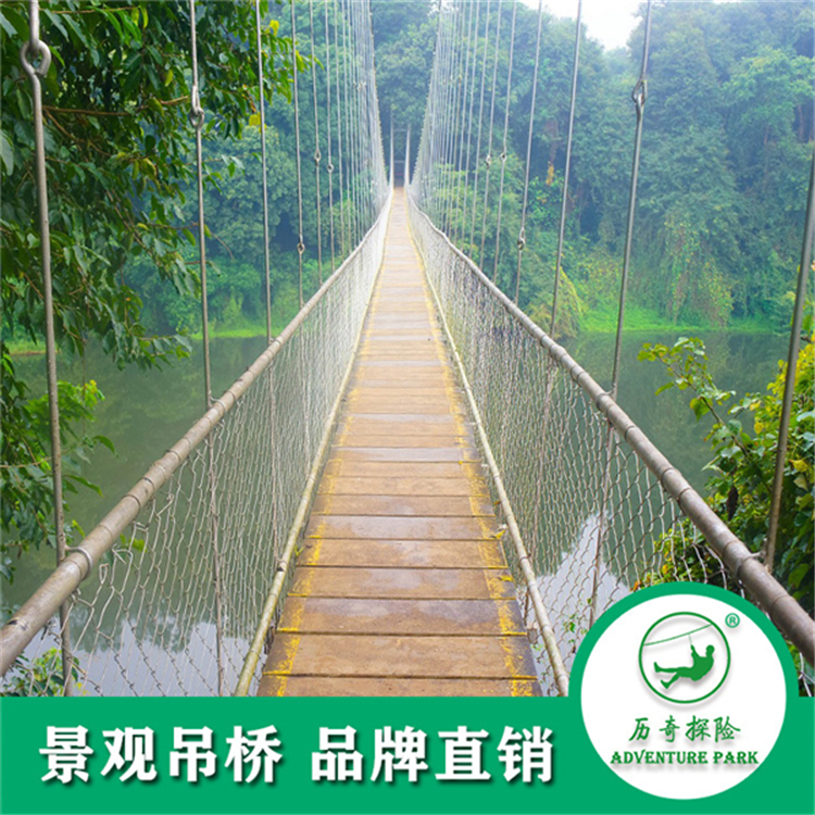 悬索吊桥 跨山跨湖跨河吊索桥 人行景观桥 景区峡谷水上 规划设计安装图片