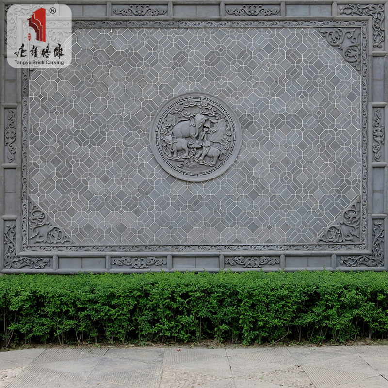 砖雕起源锦绣四合院影壁墙挂件圆形φ90cm吉祥如意TY-GY182