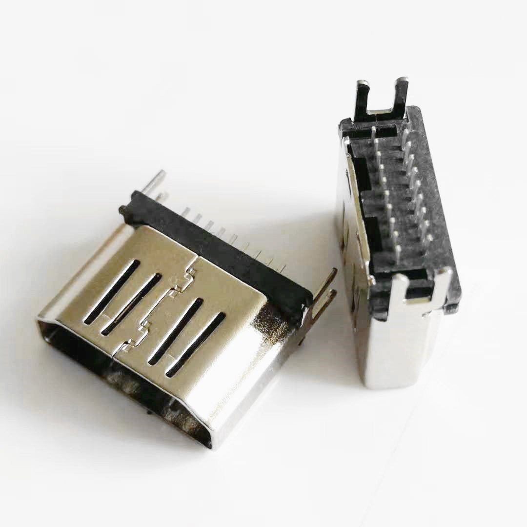 A型 HDMI19PIN夹板母座 夹板1.6180度插板鱼叉脚H=11.0高清音频接口