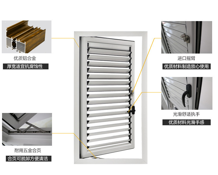 厂家热销 澳式百叶窗 铝合金窗 手摇百叶窗