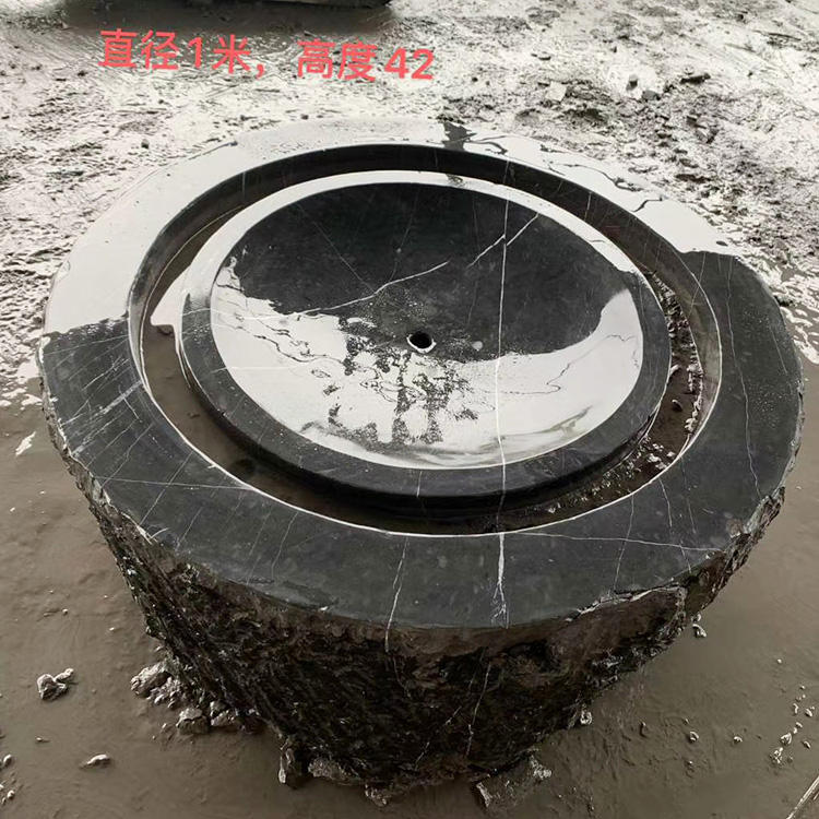 杭州天然黑山石厂家批发 景观石异形加工定制水钵体