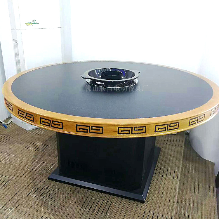 厂家直销电动实木圆桌自动转盘酒店电动大圆桌新中式电动餐桌