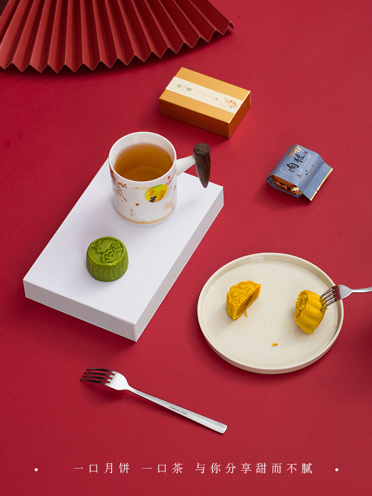 中秋礼品创意办公室陶瓷变色带盖茶