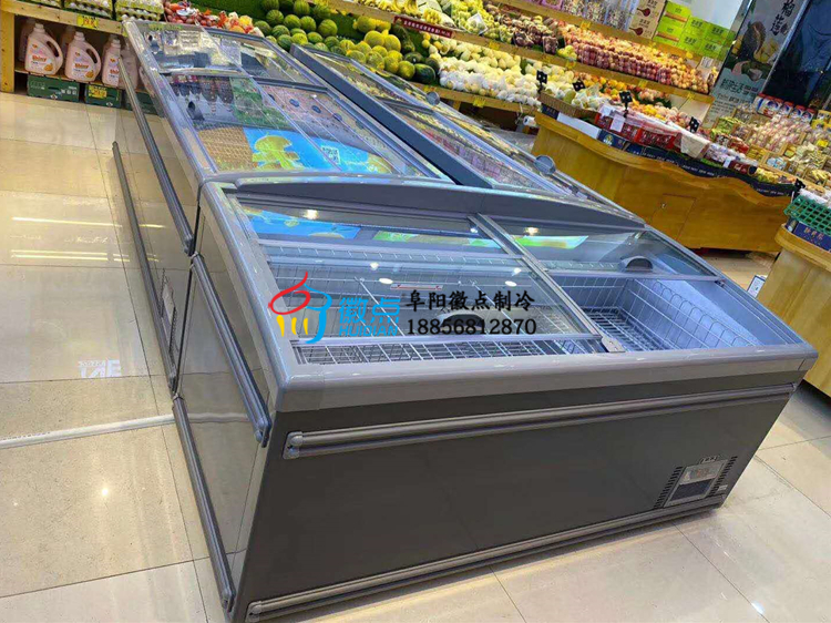 供应超市1.5米直冷岛柜徽点牛羊肉卷速冻卧式展示柜滁州厂家