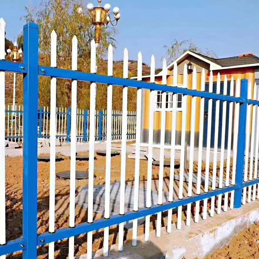 高档小区锌钢围栏组合式锌钢围栏蓝白色厂区锌钢围栏