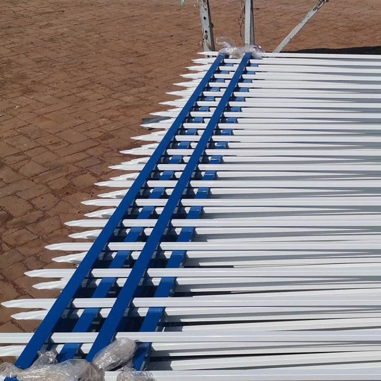高档小区锌钢围栏组合式锌钢围栏蓝白色厂区锌钢围栏
