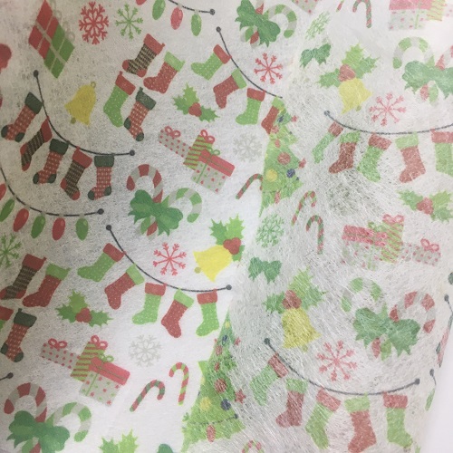 厂家直销  圣诞节狂欢水刺印花无纺布  可定制 水刺 无纺布