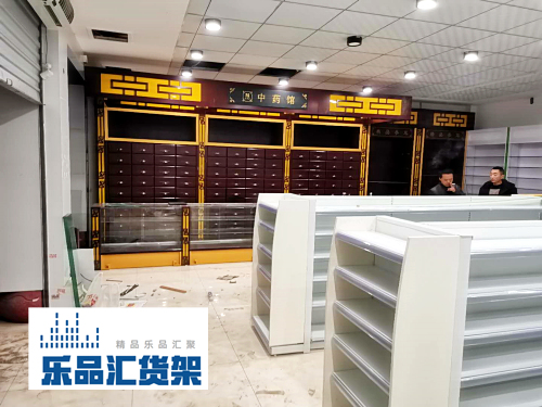 成都药店货架药店展示柜药店装修，中药柜西药柜玻璃柜等