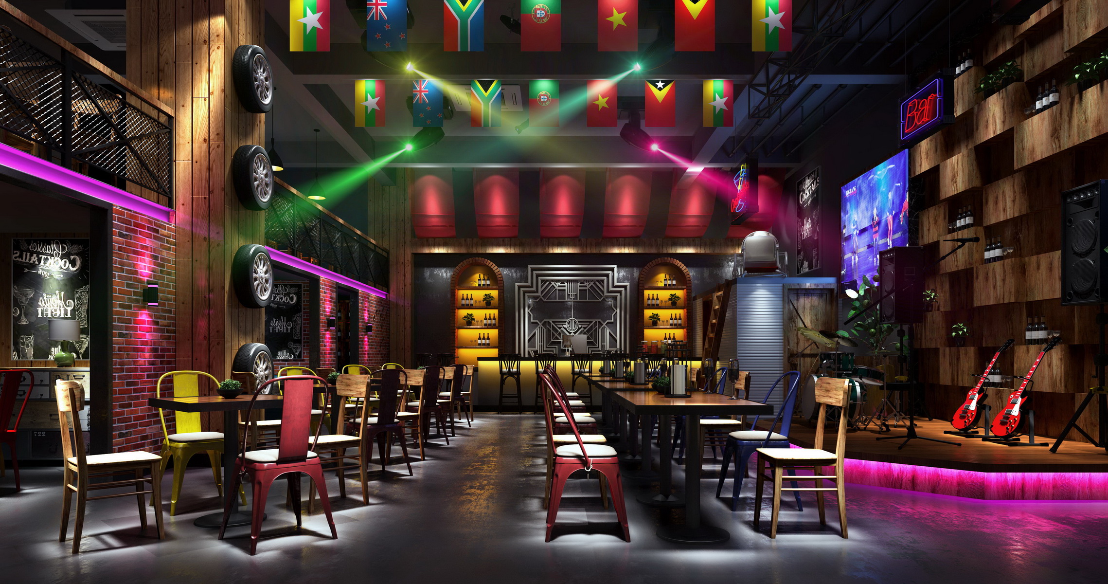 广州酒吧装修设计效果图公司  专业酒吧设计施工一站式服务费用
